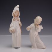 Two Lladro Glazed Porcelain Figurines 01004678 and 01004536