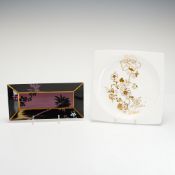 2pc Wedgwood Ceramic Serving Pieces, Prunus and Plato Gold Patterns
