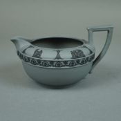 Neoclassical Style Sage Green Jasperware Creamer with Black Sprigged Decoration