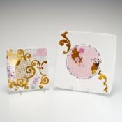 2pc Wedgwood Ethereal 101 Bone China Decorated Square Plates