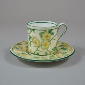 Wedgwood Bone China Hand-Painted Floral Coffee Cup and Saucer