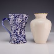 Lot of Two Royal Doulton Ceramic Pieces Including a Flow Blue Style Floral Pitcher and an Bone China
