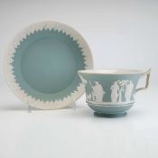 2pc Wedgwood Sage Green Jasper Dip Cup and Saucer