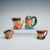 4pc Royal Doulton Small & Mini Character Jugs- D6296, D6621, D6519 & D6046