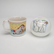 2pc Royal Doulton Collectibles Disney Pooh Mug & Snowman Money Bank