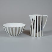 2pc Wedgwood Jasper Conran Platinum Striped Bone China Creamer and Sugar Bowl