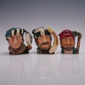 3pc Royal Doulton Small Character Jugs, Trapper, Lumberjack and Falconer