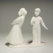 2pc Royal Doulton Figurines, The Kiss Girl HN4065 and Sweetheart Boy HN4351