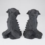 Pair of Wedgwood Black Basalt Foo Dog Salt and Pepper Shakers