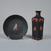 2pc Wedgwood Black Basalt and Terracotta Egyptian Revival Ceramic Items