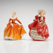 2pc Royal Doulton Mini Figurines, Top o' the Hill HN3734 & Fragrance HN3220
