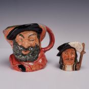 2pc Royal Doulton Character Jugs, Falstaff D6287 & Athos D6452