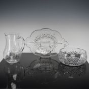 Three Pieces of Cut, Pressed, and Etched Glass Tableware