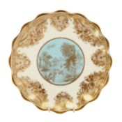 Wedgwood Gilt Porcelain Cabinet Plate, Landscape Medallion