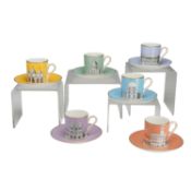 12pc Wedgwood Bone China Grand Tour Collection Cups and Saucers
