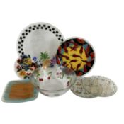 7 Fused Art Glass Plates and Bowl Including Peggy Karr and Georges Briard