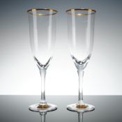 Pair of Noritake Crystal Champagne Flutes, Troy