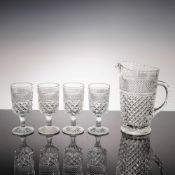 5-Piece Glass Beverage Set in the Wexford Pattern Attributed to Anchor Hocking
