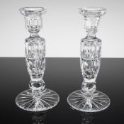 A Pair of REXX Full Lead Hand Cut Cameo Crystal Candlesticks