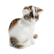 Rosenthal Hand-Painted Glazed Porcelain Seated Kitten Figurine