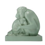 Wedgwood by John Skeaping Celadon Art Deco Figurine, Monkey Group