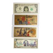 Four Modified US Banknotes and Novelty Bills