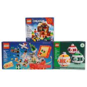 Three LEGO Holiday Themed Construction Sets Including 40106 Elves Toy Workshop 40222 Christmas Build