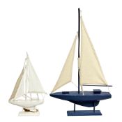 2 Wooden Sailing Boats Decorative Models