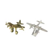 2pc Gold Tone and Silver Tone Metal Model Planes