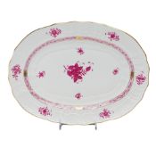 Herend Hand-Painted Porcelain Oval Platter in Chinese Bouquet Raspberry Pattern