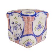 Tiffany and Co. Private Stock Hand Painted Porcelain Lidded Box with Elephant Handles