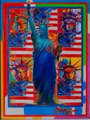 Peter Max (American, b. 1937) Mixed Media on Paper, God Bless America