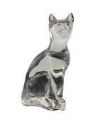 Baccarat France Crystal Sitting Cat Figurine