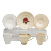 Six Wedgwood Porcelain Cups and Saucers Including Bullfinch Wellesley and Basketweave Patterns