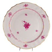Herend Chinese Bouquet Raspberry Hand Painted Porcelain Round Platter