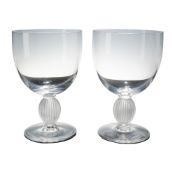 Pair of Lalique Langeais Crystal Goblets