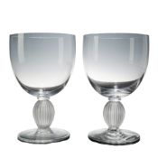 Pair of Lalique Langeais Crystal Goblets
