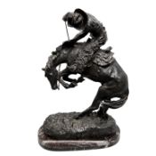 After Frederic Remington, The Rattlesnake Large Bronze Sculpture