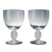 Pair of Lalique Langeais Crystal Goblets