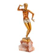 Ferdinand Preiss Art Deco Charleston Dancer Patinated and Cold-Painted Bronze Sculpture