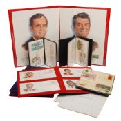 8pc Philatelic Grouping, US 1974-1985 Reagan-Bush Inaugural FDCs and Albums