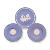 3pc Wedgwood Blue Jasperware Space Exploration and Cinema Commemorative Items