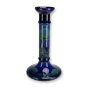 William Moorcroft Pottery Candlestick, Moonlit Blue