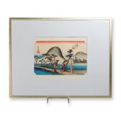 After Utagawa Hiroshige, Nawate Road, Japanese Woodblock Print on Laid Paper