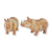 Pair of Ming Dynasty White Nephrite Jade Rhinos