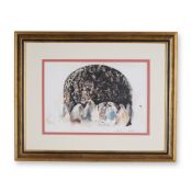 Mystical Gathering Under the Sacred Cave, Ink Signed Color Print
