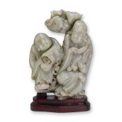 Qing Dynasty Large Celadon Jade Figural Group