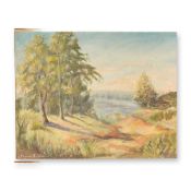 Carson Anderson, Oil on Canvas Painting, Lakeside Landscape, Signed