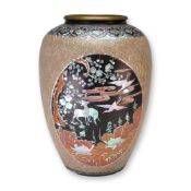 Korean Bronze, Lacquer and Mother-of-Pearl Inlay Vase, Deer, Cranes, and Turtles