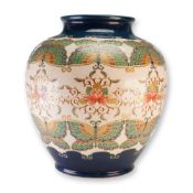 Japanese Satsuma Vase, Butterflies, Gosu Blue